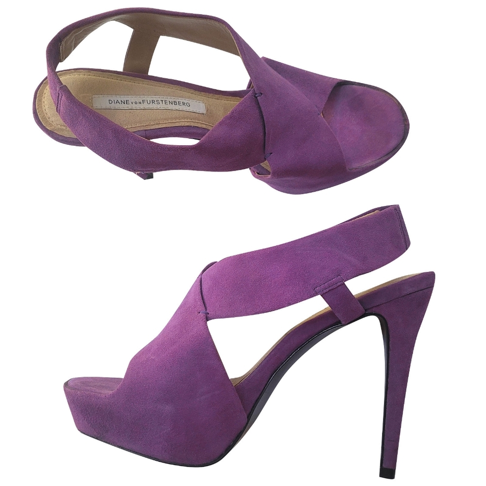 Diane von Furstenberg suede heels size 6.5M - Picture 1 of 4
